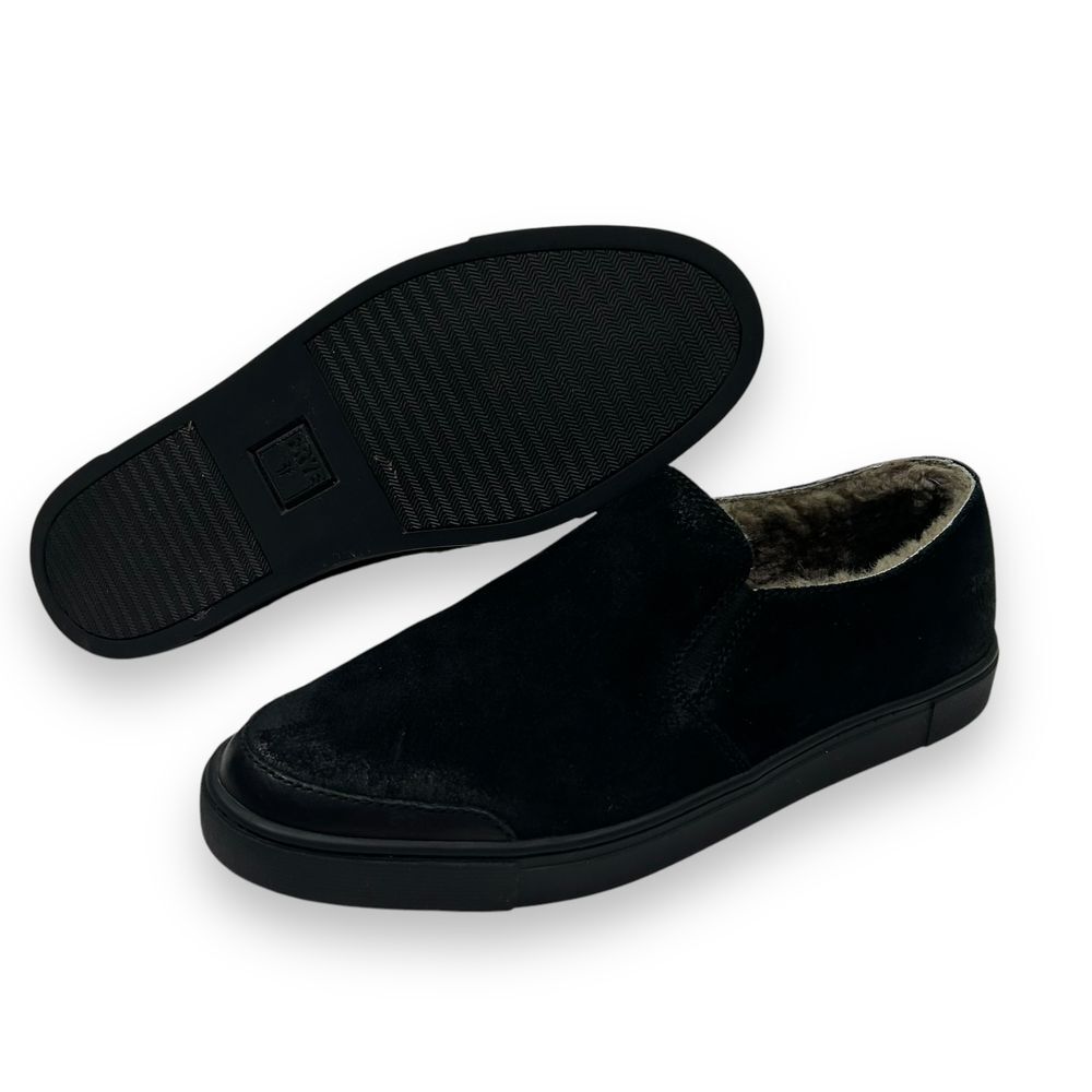 Frye Gemma Black Suede‎ Slip-On Sneakers Fur Lining Shoes Womens 10